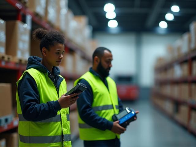 Staff working in an organized Ohio-based warehouse preparing retail orders