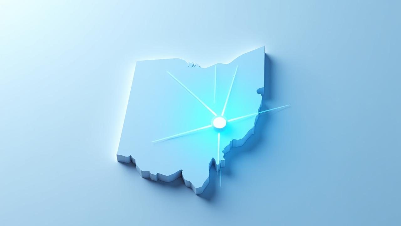 Map of the Midwest with Beachwood Ohio highlighted as a logistics hub